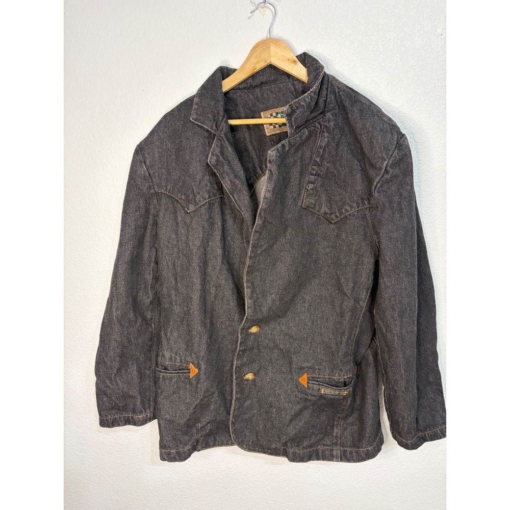 Vintage Rode Walker Mens XL Western Denim Blazer Jacket Dark Wash Made in USA - Picture 2 of 6